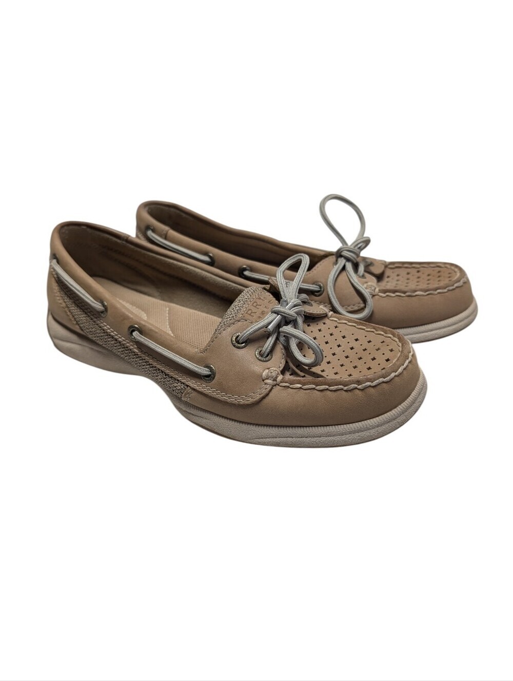 Sperry Top-Sider Women’s Perforated Leather Boat Shoes Size 6.5 Beige
